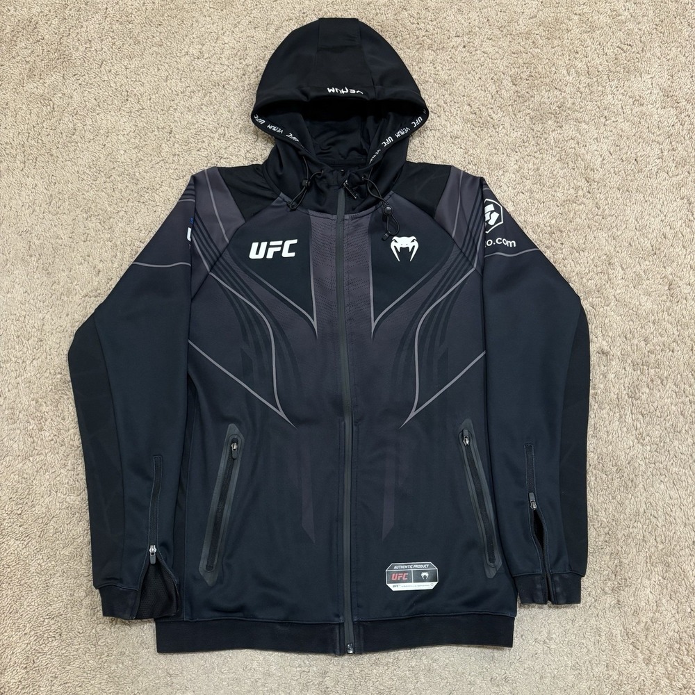 Venum UFC Jacket Men Small Black Gray MMA Fight Night Hoodie Full Zip Antisocial